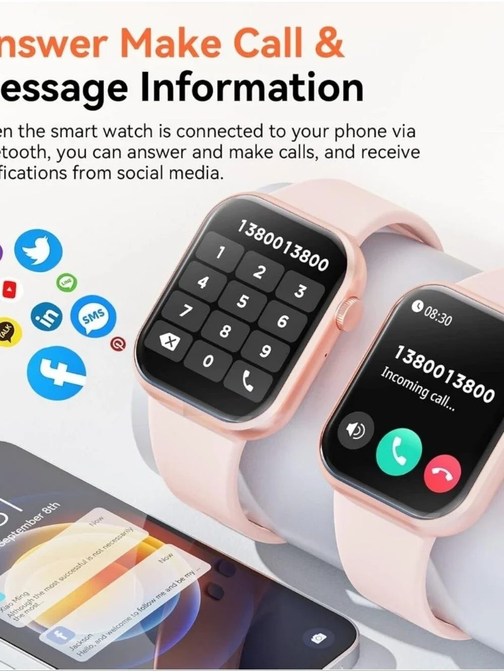 Smart Watch (Answer/Make Call) 1.85inch - PINK